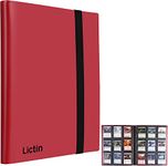 Lictin Trading Cards Album - 396 Side Loading Pocket with Elastic Strap, Card Binder Album Folder Card Collection Binder 22 Pages,18 Pockets Each Page(Red)