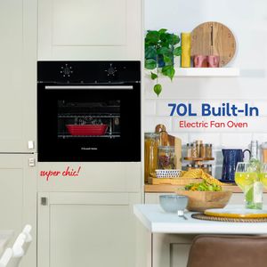 Russell Hobbs 70L Built-In Electric Fan Oven & Grill, Black, 60cm