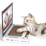 Laptop Cat Scratcher, Cardboard Cat Scratcher with Interactive Mouse Cat Teaser Unique Laptop Cat Toy, Foldable Corrugated Kitten Toys & Cat Scratch Pads