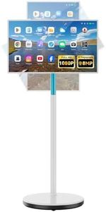 leaderhub L27M 27" Dance Yoga Rolling TV 8MP Camera 8G+128G Live Smart Screen Portable Rotating Touch Monitor Android 13 Mobile Stand for Fitness Camping, Kitchen Cooking Tutorials