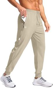 G Gradual Men's Joggers with Zipper Pockets Lightweight Athletic Workout Pants Quick Dry Sweatpants for Men Running Hiking(Khaki-new,XXL)
