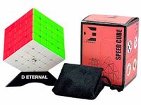 D ETERNAL 5x5 Stickerless Cube Beginner Speedcube for Kids & Adults with Cube Stand and Protecting Pouch Bag Cube Combo Set (5x5+Stand+Bag)