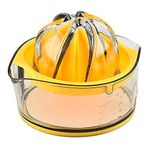 Kasmoire Citrus Orange Squeezer,Lemon Squeezer Manual Hand Juicer Lime Press Anti-Slip Reamer with Strainer and Container, Yellow, 5.1 x 3.9 inch