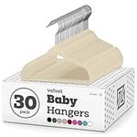 Zober - Baby Velvet Hangers - Premium Quality, Space Saving, Strong and Durable - Perfectly Sized For Babies 0-48 months - 11" wide - Ultra Thin Non-Slip Hangers 360 Chrome Swivel Hook [30 pack] Ivory