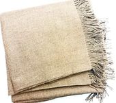 Luxury Peruvian Royal Alpaca Throw Blanket, Extra Single-Size (150x180cm, 700grams), Natural Beige, No colorants, Organic, Eco-Friendly