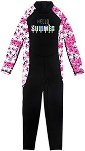 M2C X-Manta Girls Full Body Swimwear UPF 50+ UV Sun Protective One-Piece 7-8 Yrs Black Flower