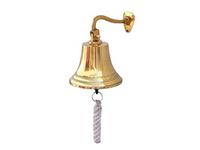 Hampton Nautical 3xglass-101 Brass Plated Hanging Ship's Bell 9" Nautical Home Decoration, 9 inch