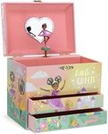 Jewelkeeper Girl's Musical Jewelry Storage Box with Spinning Ballerina, Pink Design, Swan Lake Tune, Kids Jewelry Box for Girls, Music Boxes for Girls