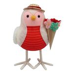 Spritz Featherly Friends - Valentines Day Fabric Bird: Jet with Bouquet of Flowers