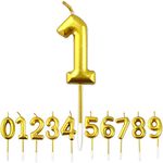 AR Giftzadda Number Cake Topper Golden Chrome Candle for 2nd Birthday/Anniversary Party Celebrations Pack of 1 (2 No. Candle) (1 Number Gold Chrome Candle)