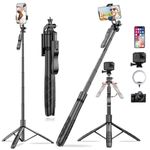 Kratos K6 Upgraded 61 Inch Long Selfie Stick, Balance Handle for Anti Shake Shooting, 6 Section Telescopic design fr Wide-Angle Photography, Selfie Stick with Tripod stand for Gopro,Camera & Ringlight