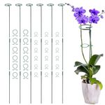 6Pcs Plant Support Stakes, 90cm Garden Single Stem Plant Support Stakes, Adjustable Plant Sticks Support with 30 Orchid Clips for Peonies Tomatos Rose Plant Climbing