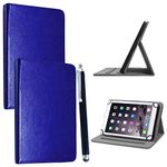 10inch Tablet Case Cover - Universal Leather Stand Case Folio Cover Magic Leather 360° Rotating Case Fits for ALL 10" Inch & 10.1" Inch Android Tablets tab + Stylus Pen (BLUE CASE COVER)