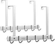 DAIYEE 2 Pcs Over The Door Hanger Hanger Towel Hooks Heavy Duty Hooks Over Door Hook Hanger Stainless Steel Rack Bright Side Coat Rack for Hanging Coat,Towel,Clothes,Bag,Hat(6 Hooks) Silver