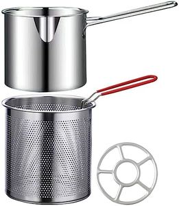 KICHOUSE 1 Set Stainless Steel Fryer Pasta Basket Pasta Skimmer French Chip Frying Basket Spaghetti Strainer Fry Basket for Pot Turkey Fryer Pot Deep Fryer Basket Fine Mesh Multifunction