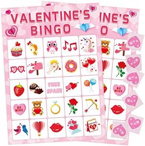 Valentine's Day Bingo Game for Kids 24 Players Valentine Party Game