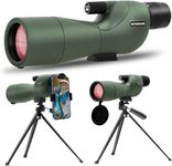 25-75X60 Spotting Scopes for Target Shooting, Hunting, Bird Watching, Wildlife Watching. Low Light Vision Spotting Scope with Metal Tripod, Phone Adapter, Carry Case, BAK4 Prism, FMC Lens, Anti-Fog