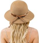 Beach Hats for Women, Wide Brim Sun Straw Hat for Women UPF 50+ UV Sun Protection Floppy Sun Hat Foldable Roll up Cap, Khaki