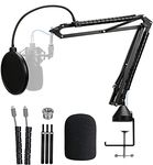 YOUSHARES AT2020 Mic Stand with Pop Filter - Professional Microphone Boom Arm Compatible with Audio-Technica AT2020 AT2020USB+ AT2035