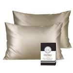 OLESILK 100% Mulberry Silk Pillow Cases 2 Pack, 19 Momme Real Pure Silk Pillowcase Zippered,Soft Breathele for Hair and Skin- Taupe, Standard Size, 20''×26''