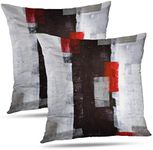 Alricc Red and Grey Pillow Cover, Modern Black White Decorative Throw Pillow Cushion Cover for Bedroom Sofa Living Room 16 x 16 Inch Set of 2