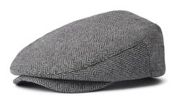 Brixton Hats Hooligan Herringbone Flat Cap - Grey-Black XL