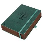 Lined Journal Notebook, HOMEMARS Large A5 College Ruled Notebook, 320 Numbered Pages,lined Paper, 100gsm Thick Paper, Hardcover Vegan Leather Journal for Women Men School Office, Tree Design, Green