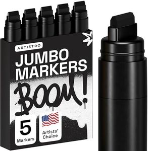 ARTISTRO 5 Black Acrylic Paint Pens, Acrylic Paint Markers Jumbo Tip, Fabric Markers for Textile, Canvas, Rock, Glass, Wood, Paper, DYI, Paint Markers for Kids and Adults