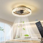 Exlafi Quiet Ceiling Fans with Lights Remote Control, Modern Lighting Fan Ceiling Light LED Dimmable Ceiling Fan Lamps for Bedroom Living Room, Fan Reversible and 6 Speeds (Gold, 40CM)