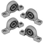 XAVSWRDE 4 PCS Pillow Block Bearing KP000 Flange Mounted Pillow Bearings Zinc Alloy Housing Bearings Mounted Support Inner Ball Mounted Pillow Block for 3D Printer - 10mm Flange Bore Bearing Pillow