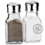 Salt and Pepper Shakers Glass Set, Clear Home and Kitchen Design with Stainless Steel Lids