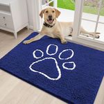 Homaxy Dog Door Mats Indoor, Super Absorbent Non Slip Doormats, Soft Chenille Floor Mat, Machine Washable Entrance Rug for Dogs Muddy Paws, Muddy Wet Shoes, Bathroom, Kitchen - 50 x 75 cm, Blue