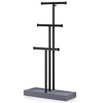 Love-KANKEI Jewelry Organizer Stand Metal & Wood Basic and Large Storage Necklaces Bracelets Earrings Holder Organizer Black and Weathered Grey