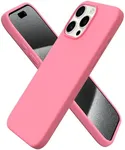 ORNARTO Compatible with iPhone 15 Pro Max Case 6.7", Slim Liquid Silicone 3 Layers Soft Gel Rubber Shockproof Protective Phone Case with Anti-Scratch Microfiber Lining-Blush Pink