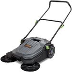 VEVOR Walk-Behind Hand Push Floor Sweeper, 25.6" Sweeping Width Floor Sweeper Manual Non-Electric, 5-Gallon Waste Container, Angle & Height Adjustable Folding Handle for Walkway, Yard, Garage, Patio