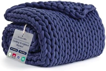 Dream Valley Breathable Cooling Weighted Blanket for Adults Cozy Hand-Knitted Throw Blanket Comfort for Deep Sleep & Hot Sleepers Durable Machine Washable, 12 lb, Midnight Blue, 40"x60"