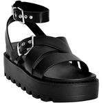 Fashion Thirsty Womens Ladies Chunky Flat Mid Heel Platform Sandals Cut Out Summer Flatforms New by Heelberry®