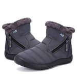 Womens Snow Boots Winter Fur Lined Ankle Boots Ladies Side Zipper Warm Lightweight Booties Outdoor Anti-Slip Girls Walking Boots