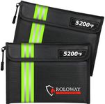 ROLOWAY Fireproof Bag (9.6 x 6.6 inches) 5200°F Heat Insulated with Reflective Strip, Fireproof Money Bag with Zipper for Cash, Fireproof Safe Bag, Fireproof Money Organizer for Cash (2-Pack Black)