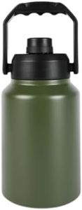 2L Insulated Water Bottle, Large 2 Litre Stainless Steel Water Bottle, Drink Bottle -Army Green- Double Wall Vacuum Insulated Bottles with Carry Handle - Keeps Drinks Hot or Cold for 12hrs - Gym, Camp