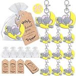 MOVINPE Welcome Baby Shower Set of 20, 20 Pink Sleeping Elephant Keychains, 20 Thank You Tags, 20 Organza Gift Bags for Girls Elephant Themed Party Supplies