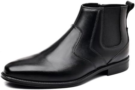 Holy dove Mens Black Chelsea Dress Boots with Side Zipper & Slip-On Ankle Design, Genuine Leather Casual Boots for Men, Size 8.5wide