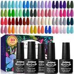 JEWHITENY 45 Pcs Gel Nail Polish Kit, Soak off Nail Lamp Gel Polish Starter Kit with 2pcs Glossy & Matte Top Coat and 2pcs Base Coat Gifts for Women