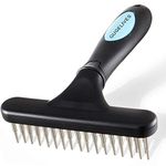 GUGELIVES Dog Comb - Stainless Steel Deshedding and Dematting Undercoat Rake - for Dogs, Cats and Rabbits, Double Row of Teeth, Reduces Shedding, Removes Mattes and Tangles