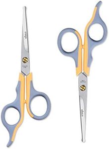 LIVINGO Professional Pet Grooming Scissors for Cats & Dogs, Titanium Coated Safe Rounded Tip and Micro Serrated Trimming Shears for Animal Face, Nose, Ear and Paw Hair, 2 Pack 6.5 inch