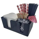 BarBits Black Classic Bar Caddy - Cocktail Napkins Accessories Holder Caddies, Table Storage Organiser, Bar Condiment Caddy, Straw Holder