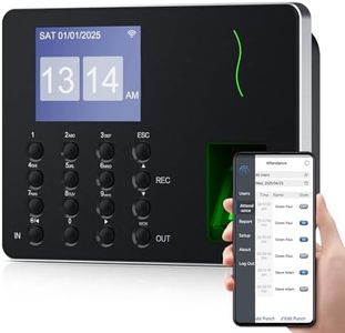 NGTeco APP-Based Time Clock, Fingerprint & PIN Time Clocks for Employees Small Business, 2.4GHz WiFi Biometric Clock in Machine for Employees with APP for iOS Android, No Monthly Fee