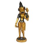 Kartique Brass Goddess Tara Statue for Health Happiness Wealth at Home and Office Tibetan Buddhism Yin Kwan Buddhist Idol Decoration Living Table Vastu Room Antique Gold Finish