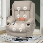 YONISEE Lift Chair Recliners for Elderly, Recliner Chair with Massage & Heat, Extended Footrest, Living Room Chair Armchair Lounge Oversized Sofa with Type C USB Port, 2 Drink Holders & 4 Side Pockets