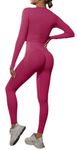 Workout Outfit for Women Two Piece Seamless Long Sleeve Crop Top & Yoga High Waisted Leggings Scrunch Butt Athletic Gym Set